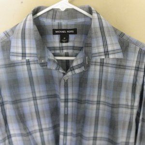 Michael Kors Men's Casual Long Sleeve Shirt Size Medium. Blue/Gray Plaid